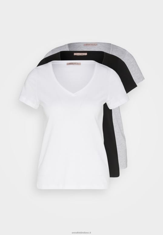 TX2DF284 donne Anna Field Confezione da 3 t-shirt basic nere/bianche/grigio chiaro screziato