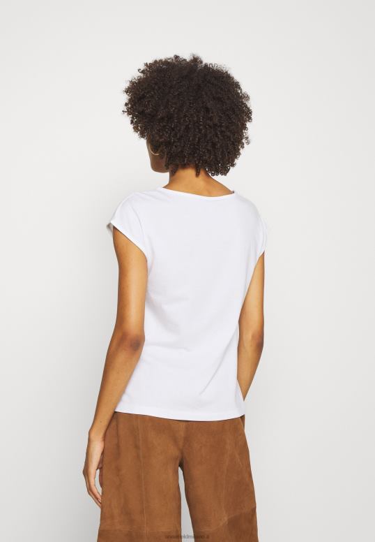 TX2DF297 donne Anna Field t-shirt basic con scollo a V e spalle basse, confezione da 2, bianca/bianca