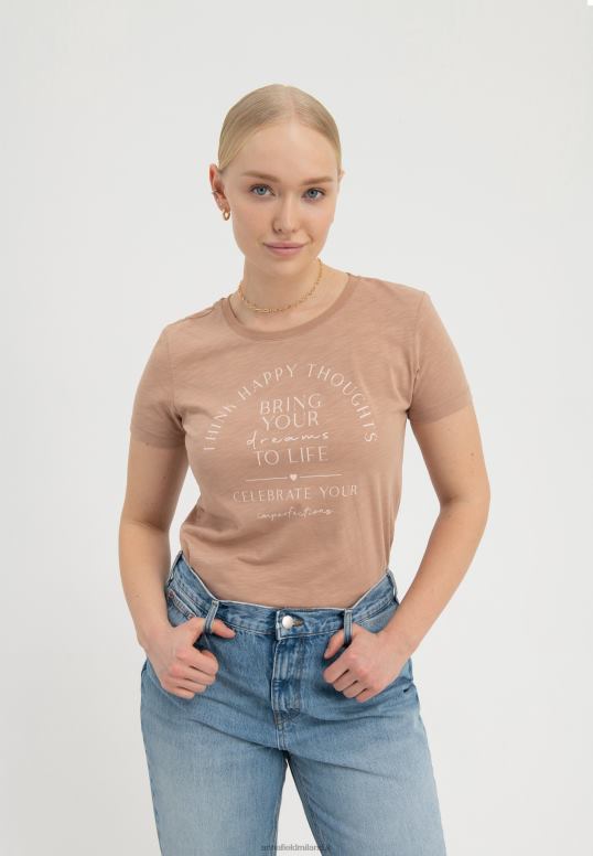 TX2DF321 donne Anna Field dai vita ai tuoi sogni t-shirt con stampa marrone