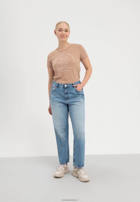 TX2DF321 donne Anna Field dai vita ai tuoi sogni t-shirt con stampa marrone