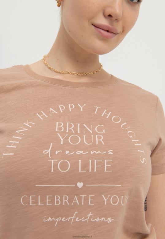 TX2DF321 donne Anna Field dai vita ai tuoi sogni t-shirt con stampa marrone