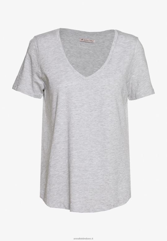 TX2DF334 donne Anna Field t-shirt basic screziata grigio chiaro/blu