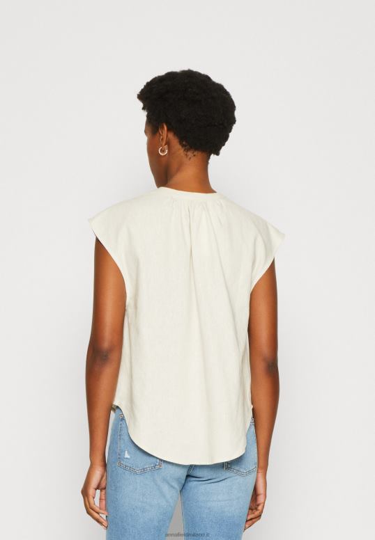 TX2DF336 donne Anna Field t-shirt stampa camicia in misto lino beige