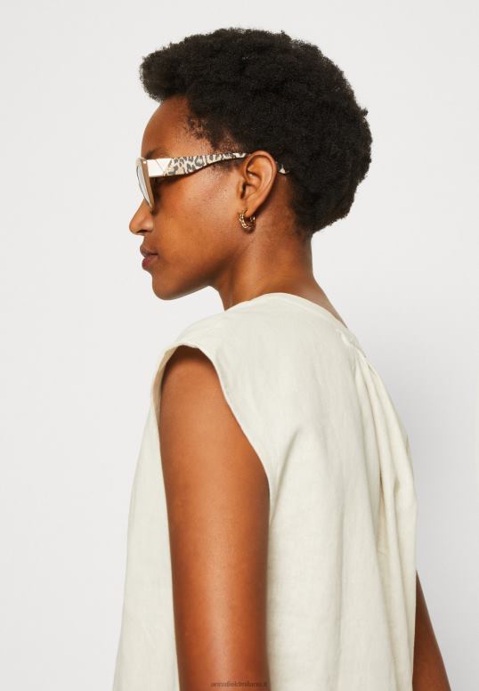 TX2DF336 donne Anna Field t-shirt stampa camicia in misto lino beige