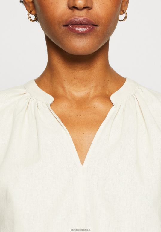 TX2DF336 donne Anna Field t-shirt stampa camicia in misto lino beige