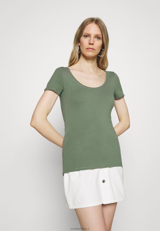 TX2DF342 donne Anna Field Confezione da 3 t-shirt basic bianco/grigio chiaro screziato/verde chiaro