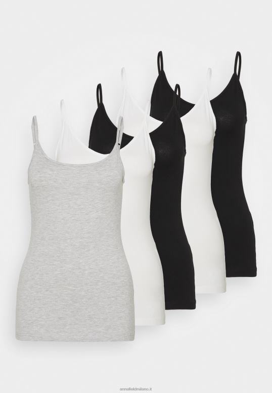 TX2DF445 donne Anna Field Top da 5 pezzi nero/bianco/grigio chiaro screziato