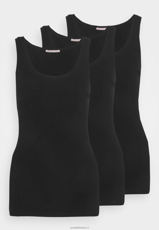 TX2DF468 donne Anna Field base tank 3er pack top nero/nero/nero