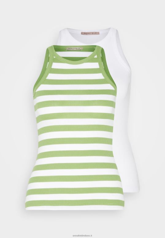 TX2DF479 donne Anna Field Confezione da 2 top bianco sporco/verde