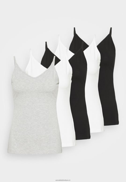 TX2DF481 donne Anna Field Top da 5 pezzi nero/bianco/grigio chiaro screziato
