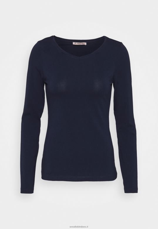 TX2DF522 donne Anna Field Confezione da 2 top a maniche lunghe blu scuro/grigio chiaro screziato