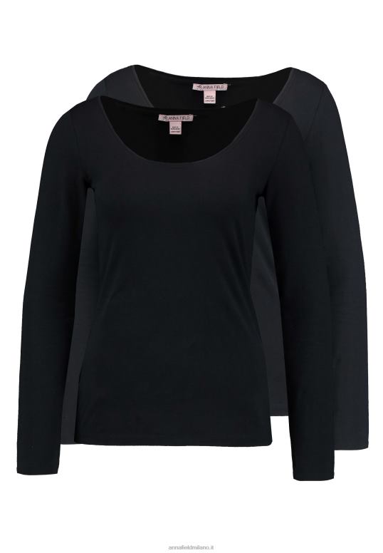TX2DF524 donne Anna Field Confezione da 2 top a maniche lunghe nero/nero