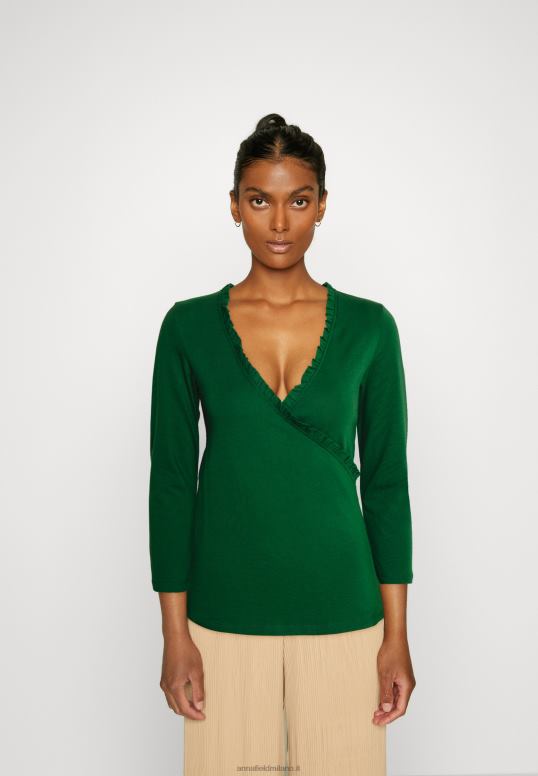 TX2DF576 donne Anna Field top a maniche lunghe verde scuro