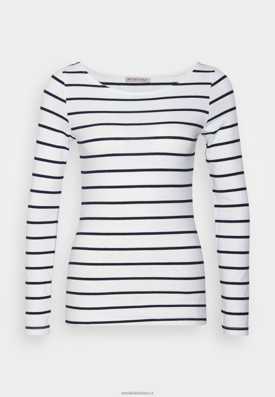 TX2DF587 donne Anna Field Confezione da 2 top a maniche lunghe bianco/navy