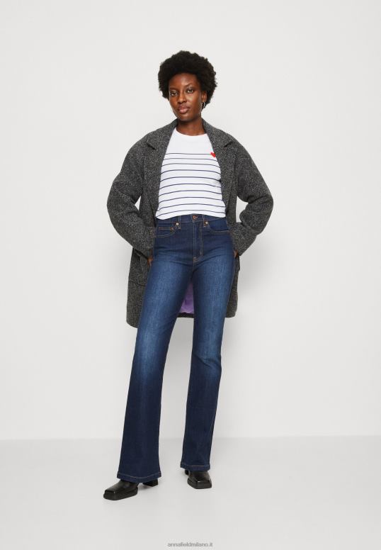 TX2DF590 donne Anna Field top a maniche lunghe bianco/blu scuro