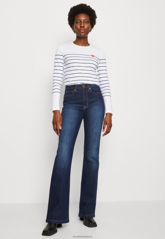 TX2DF590 donne Anna Field top a maniche lunghe bianco/blu scuro