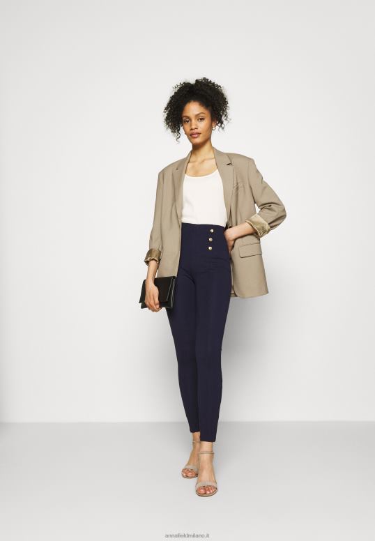 TX2DF654 donne Anna Field leggings in punto con dettaglio bottoni pantalone leggings blu scuro