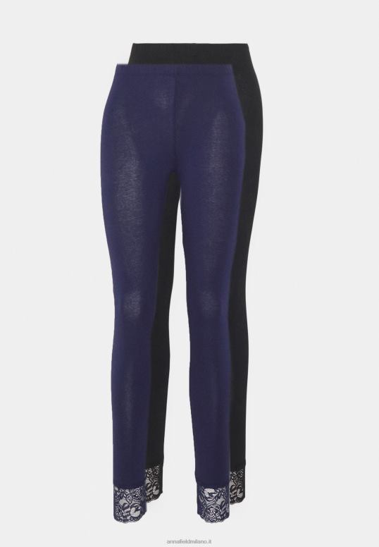 TX2DF657 donne Anna Field Confezione da 2 pantaloni leggings nero/blu scuro