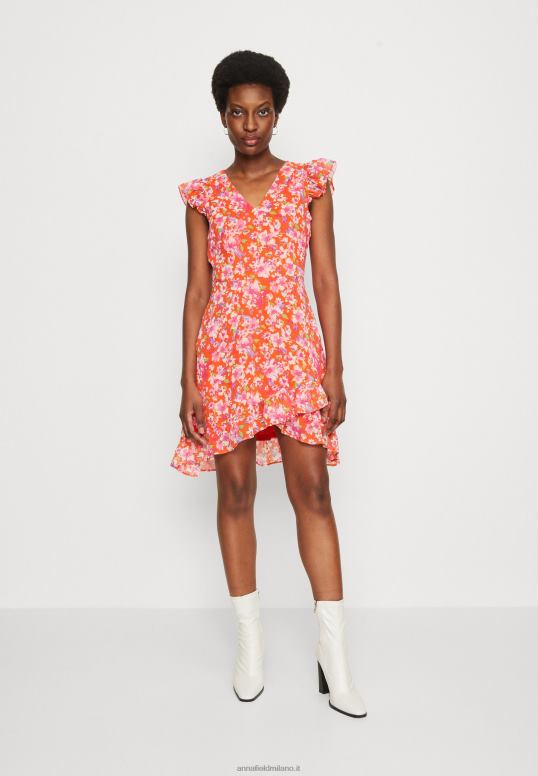 TX2DF10 donne Anna Field abito corto volant abito da giorno rosso/multicolore