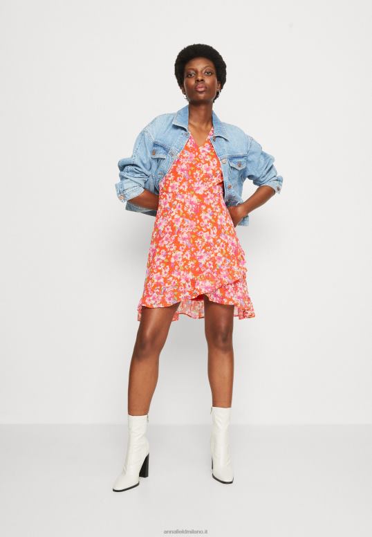 TX2DF10 donne Anna Field abito corto volant abito da giorno rosso/multicolore