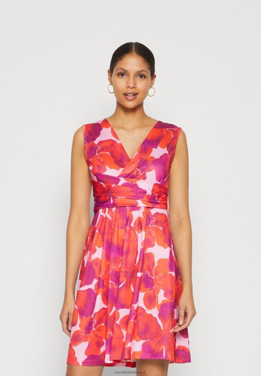 TX2DF117 donne Anna Field abito in jersey rosso/rosa