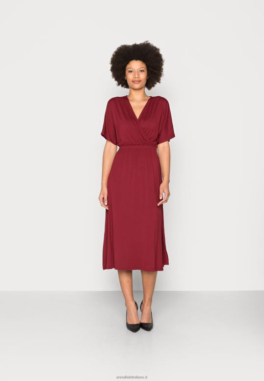 TX2DF118 donne Anna Field abito in jersey bordeaux