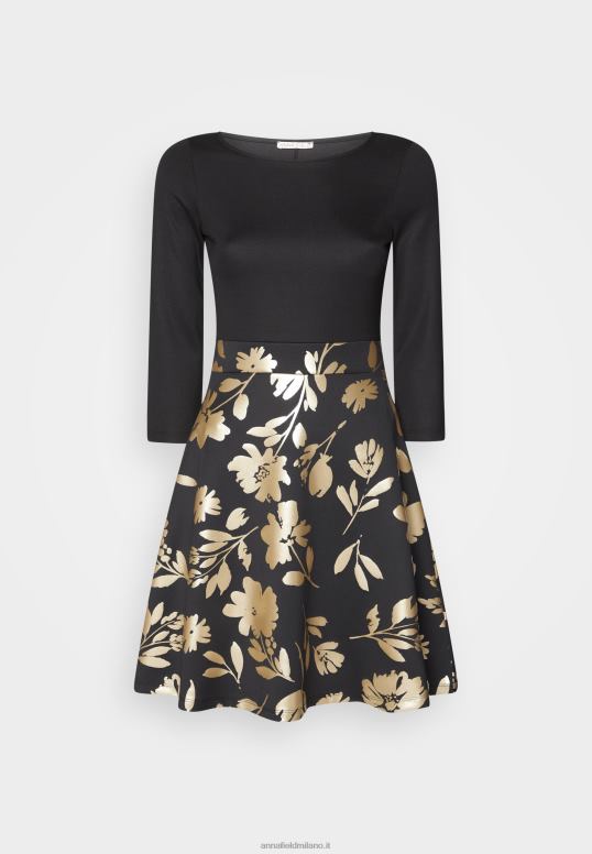 TX2DF186 donne Anna Field abito in jersey oro nero
