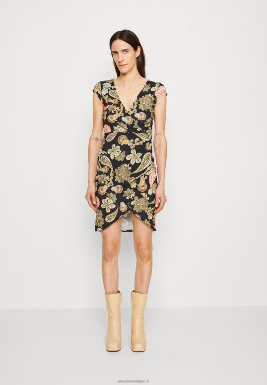 TX2DF189 donne Anna Field abito in jersey nero/multicolore