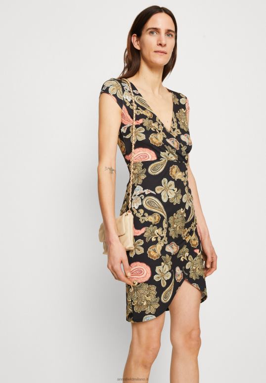 TX2DF189 donne Anna Field abito in jersey nero/multicolore
