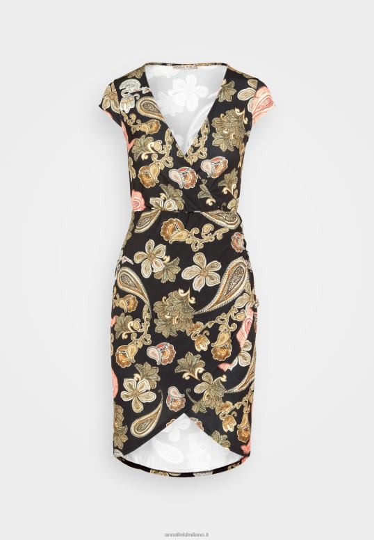 TX2DF189 donne Anna Field abito in jersey nero/multicolore