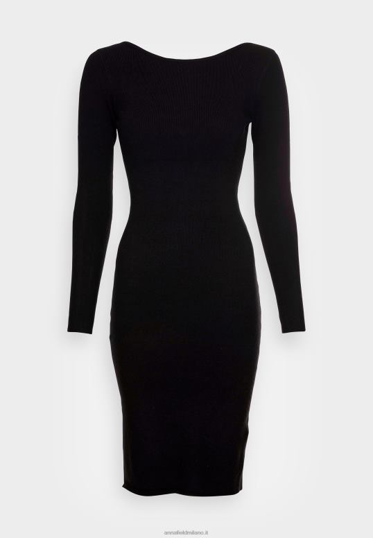 TX2DF193 donne Anna Field offener rcken vestito a trapezio aderente mini strickkleid nero