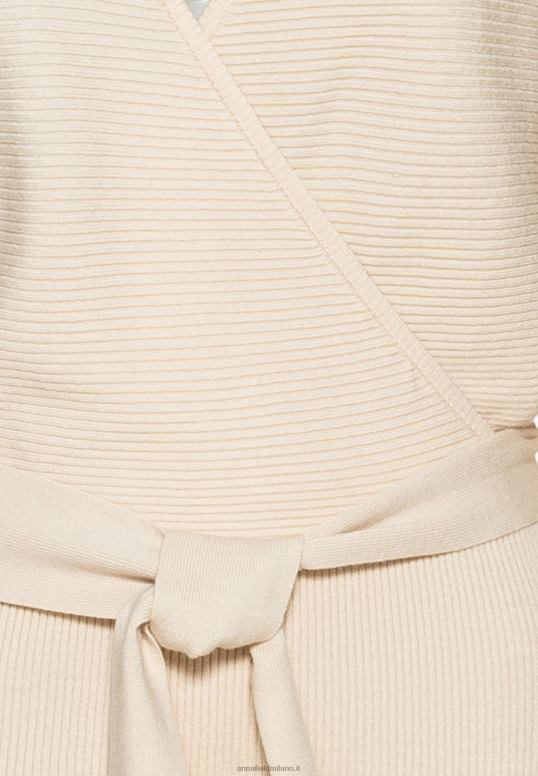 TX2DF203 donne Anna Field wrap v ausschnitt mini strickkleid mit grtel tubino bianco sporco