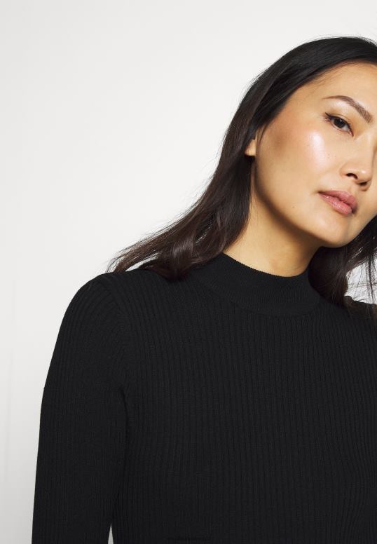 TX2DF204 donne Anna Field crew ausschnitt vestito a trapezio aderente ripp mini strickkleid nero