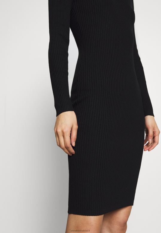 TX2DF204 donne Anna Field crew ausschnitt vestito a trapezio aderente ripp mini strickkleid nero