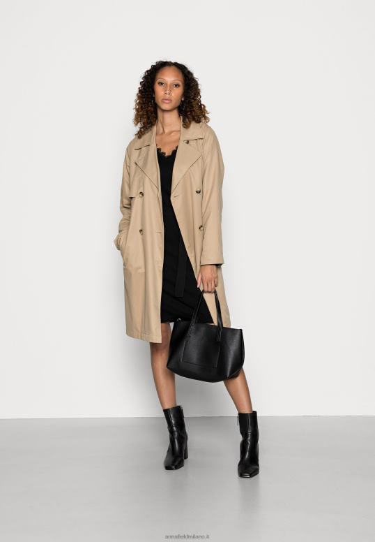 TX2DF227 donne Anna Field inserto in pizzo scollatura a V abito maglione vestito nero