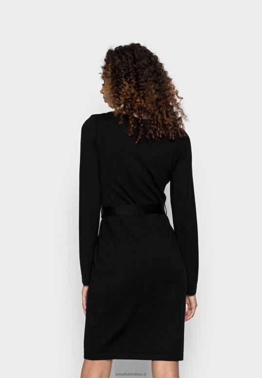 TX2DF227 donne Anna Field inserto in pizzo scollatura a V abito maglione vestito nero