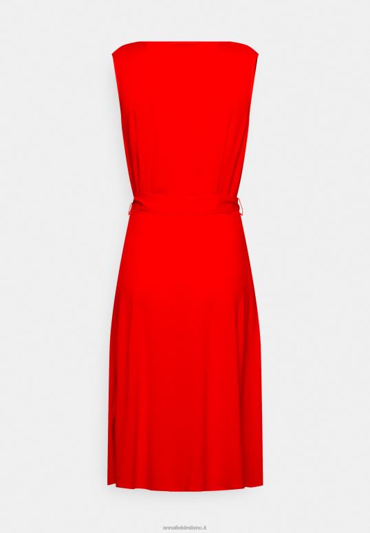 TX2DF4 donne Anna Field abito midi volant abito da giorno rosso